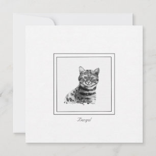 Bengal Cat Black and White Teckning Anteckningskort