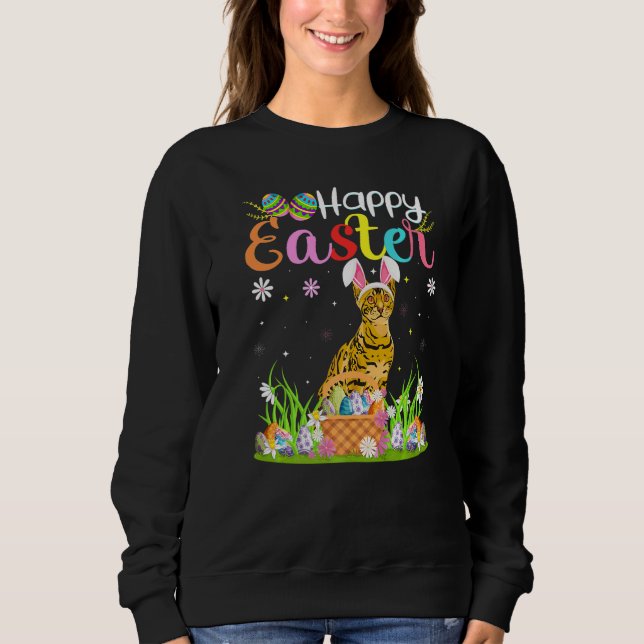 Bengal Cat Bunny Egg Hunting Bengal Cat Lycklig Ös T Shirt (Framsida)