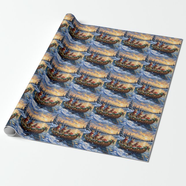 Bengal Cat Christmas Boat Holiday Presentpapper (Utrullad)