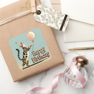 Bengal Cat Colorful Fyrkantigt Klistermärke