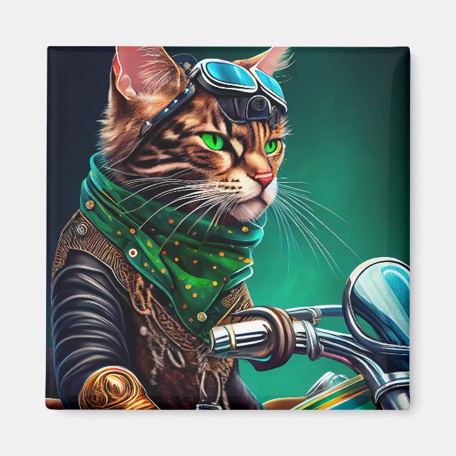 Bengal Cat-cykel St. Patrick's Day Magnet (Framsidan)