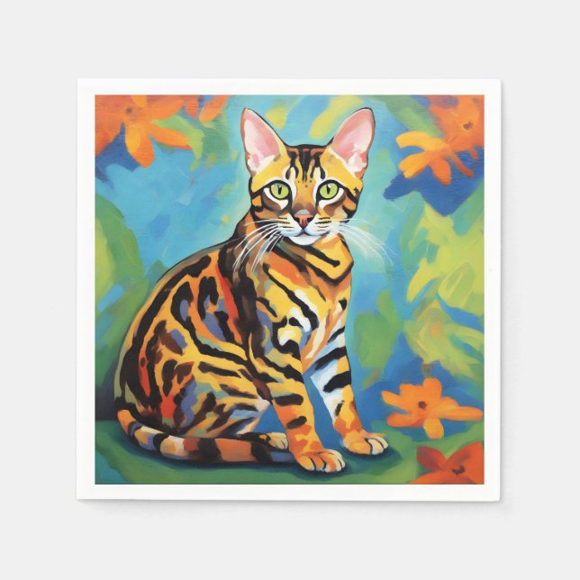 Bengal Cat Fauvism Painting Art Pappersservett (Framsidan)