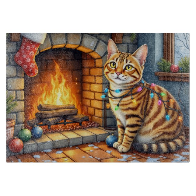 Bengal Cat Fireplace with Christmas Lights (Framsidan)
