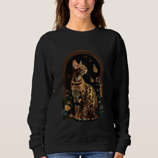Bengal Cat Flower T Shirt (Framsida)