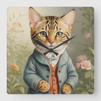 Bengal Cat Fyrkantig Klocka