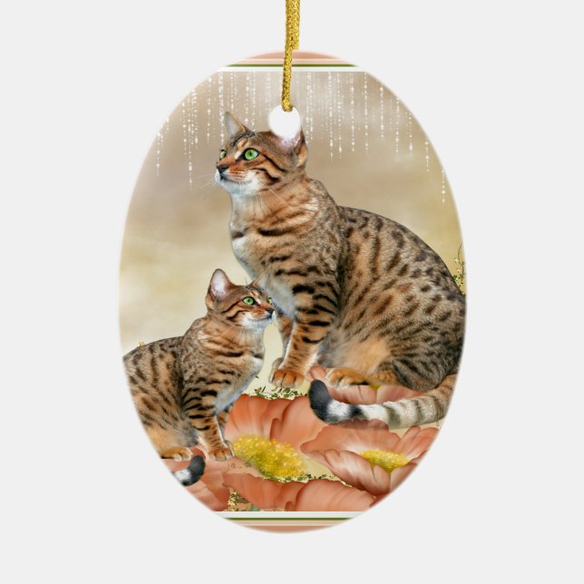 Bengal Cat-gåvor Julgransprydnad Keramik (Framsidan)