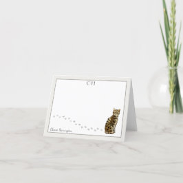 Bengal Cat Grått Gräns Monogram Namn, vikt Tack Kort