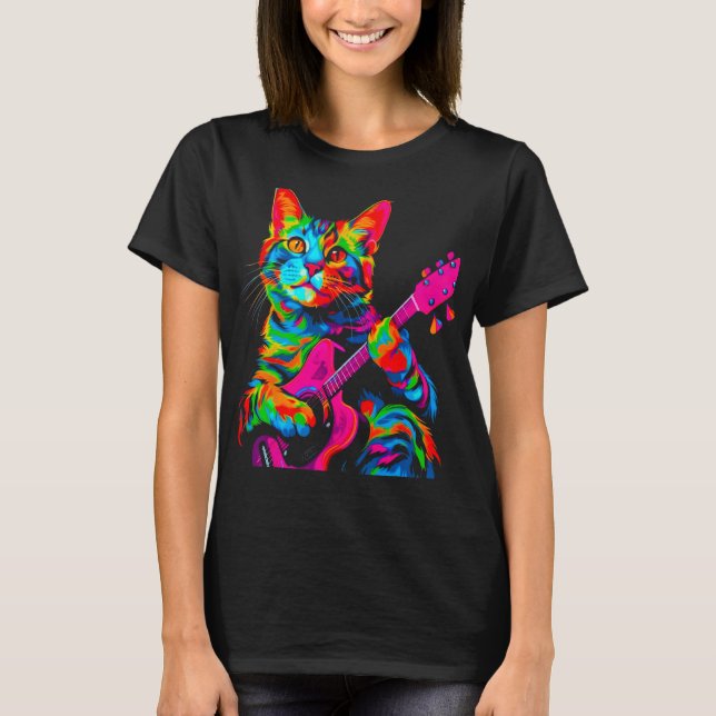 Bengal Cat Guitar T Shirt (Framsida)