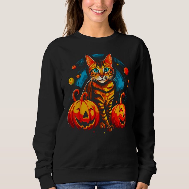 Bengal Cat Halloween T Shirt (Framsida)