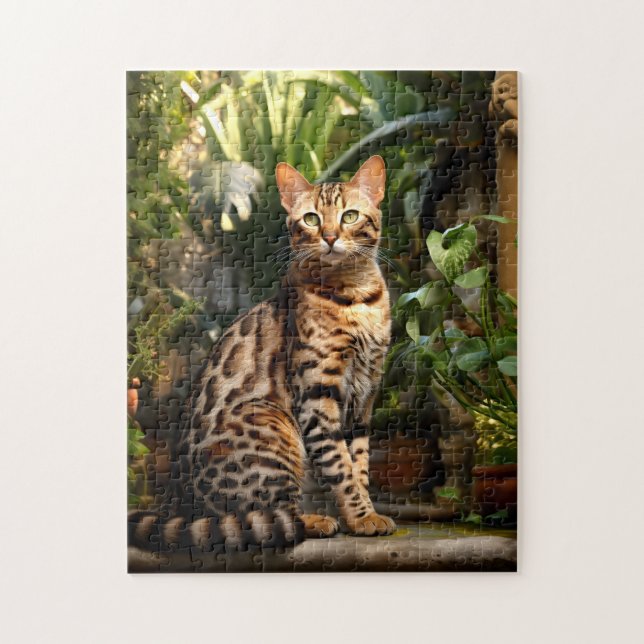 Bengal Cat i Garden Pussel (Vertikal)
