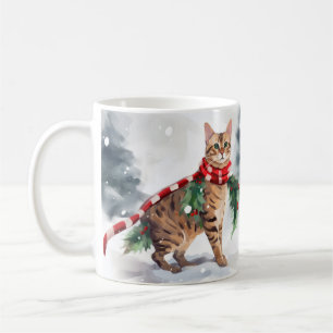 Bengal Cat i julen i Snö Kaffemugg