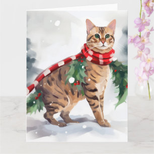 Bengal Cat i julen i Snö Kort