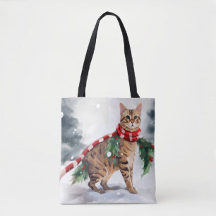 Bengal Cat i julen i Snö Tygkasse