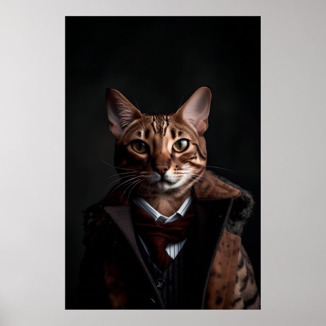 Bengal Cat i Kostym | Min Mobster Cat | Lustigt Poster (Framsidan)