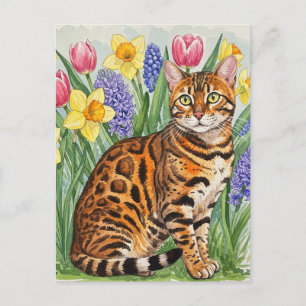 Bengal Cat i Vår-vykort Vykort