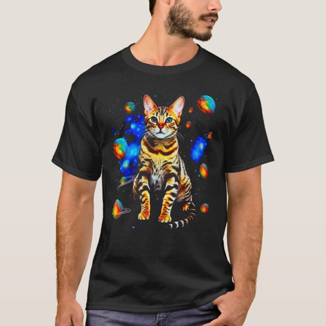 Bengal Cat in Space T Shirt (Framsida)