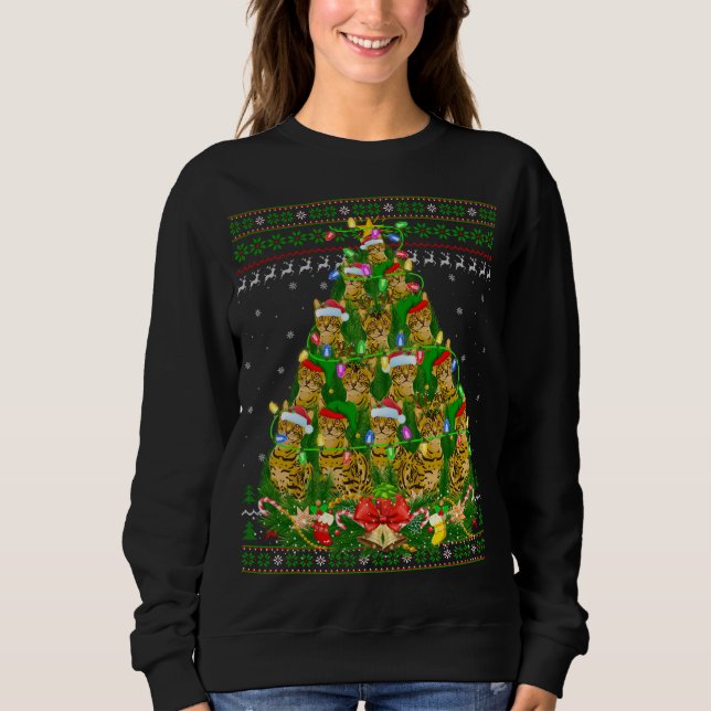 Bengal Cat Julafton Lighting Träd Bengal Cat Ugly  T Shirt (Framsida)