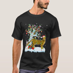 Bengal Cat Julafton Lighting Träd Santa Hat Bengal T Shirt