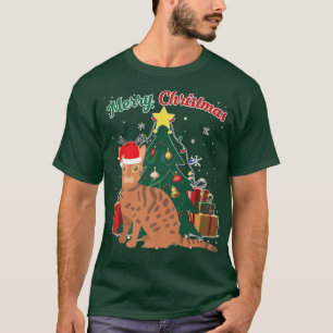 Bengal Cat Julgran Snö Flakes Julafton T Shirt