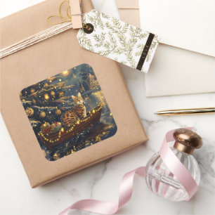 Bengal Cat-julhelgen - resande Fyrkantigt Klistermärke