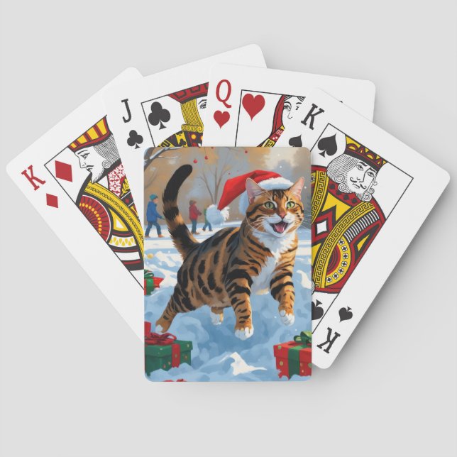 Bengal Cat-julscenen i Snö Casinokort (Baksidan)