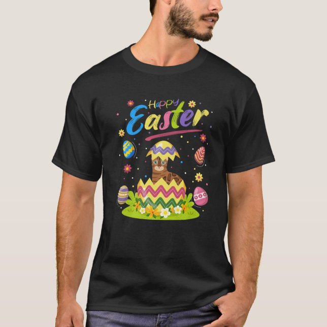 Bengal Cat Lover-Påskägget Bengal Cat Lycklig T Shirt (Framsida)