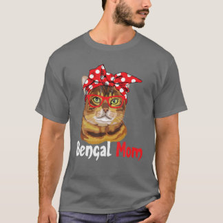 Bengal Cat Mamma Cute Cat Cat med Bandana Älskare  T Shirt