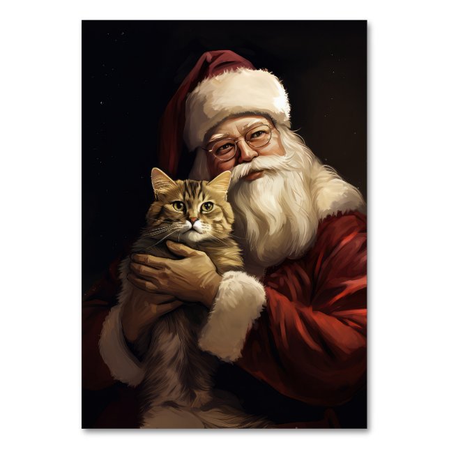 Bengal Cat med Jultomten julhelg Bordsnummer (Framsidan)