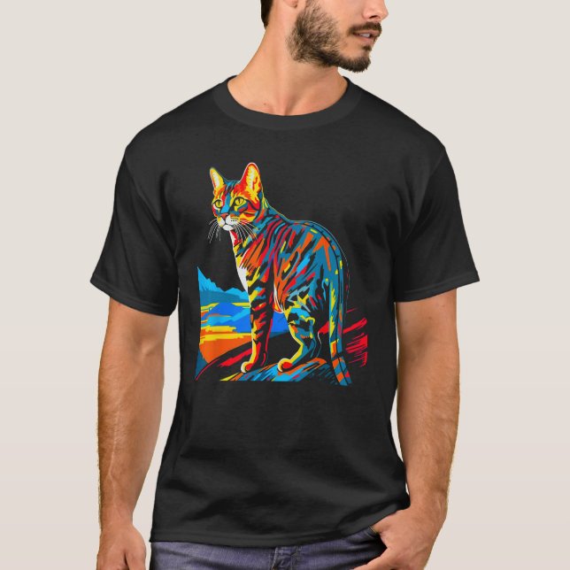 Bengal Cat Pop Art T Shirt (Framsida)