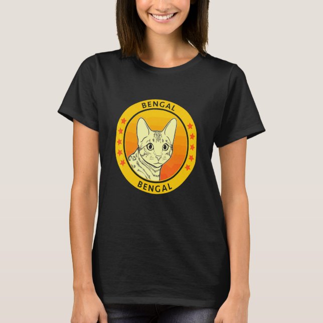 Bengal Cat Porträtt T Shirt (Framsida)