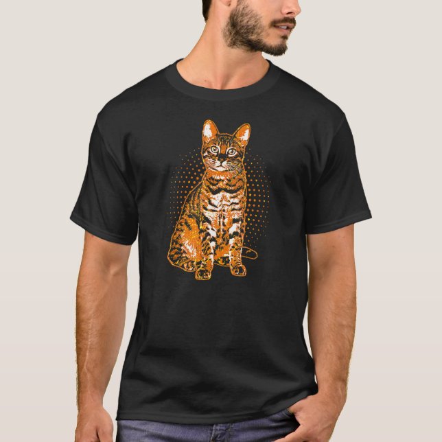 Bengal Cat Retro Cat Lover T Shirt (Framsida)