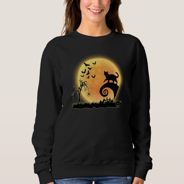 Bengal Cat Scary And Moon  Kitty Halloween Costume T Shirt (Framsida)