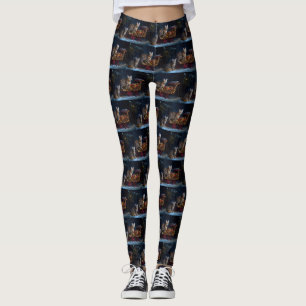 Bengal Cat Snowy Sleigh Ride Juldekretet Leggings
