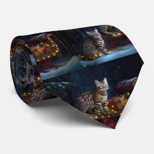 Bengal Cat Snowy Sleigh Ride Juldekretet Slips