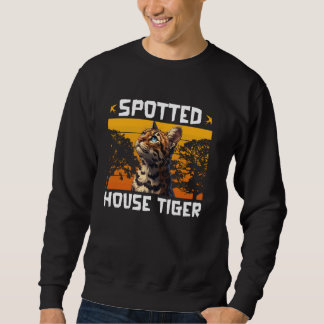 Bengal Cat SPOTTED HOUSE TIGER Funny Bengal Cat Da Lång Ärmad Tröja