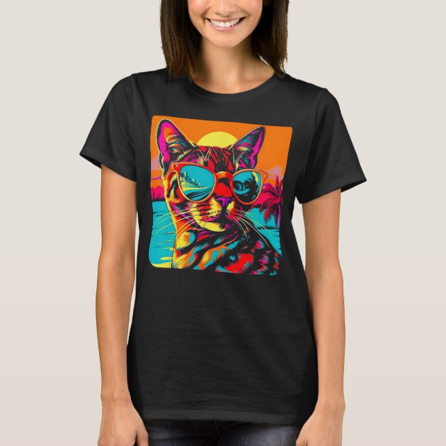 Bengal Cat Summer Beach T Shirt (Framsida)