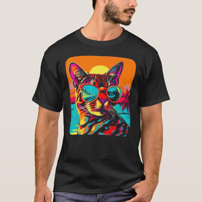 Bengal Cat Summer Beach T Shirt (Framsida)