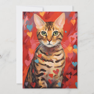 Bengal cat Valentine's day Julkort