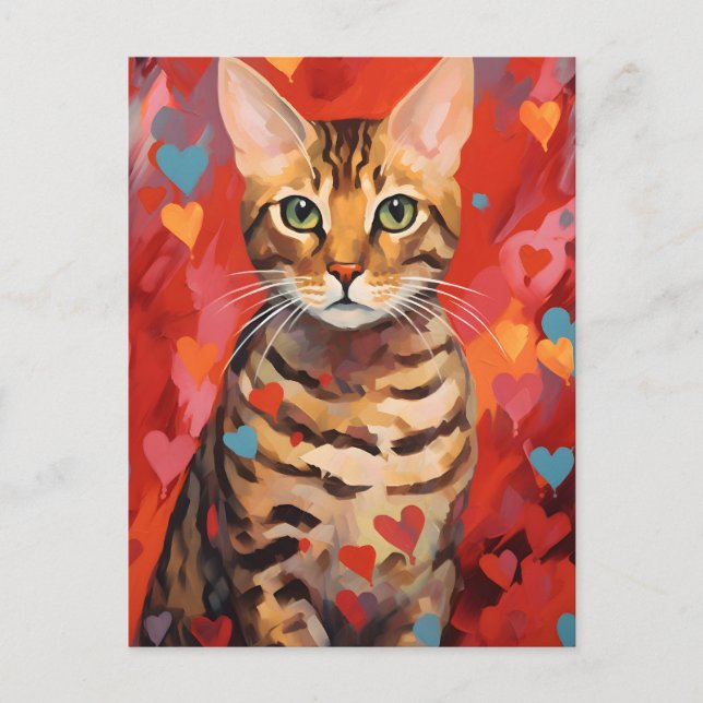 Bengal cat Valentine's day Vykort (Framsida)
