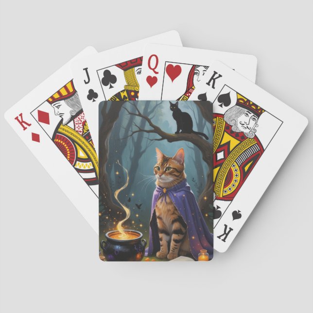Bengal Cat Whimsical Halloween-målning Casinokort (Baksidan)