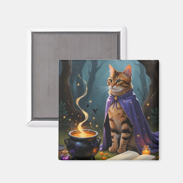 Bengal Cat Whimsical Halloween-målning Magnet (Front/Back)