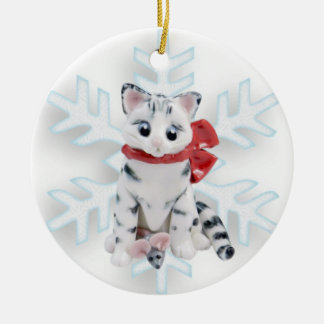 Bengal Cat White Grått Ornament