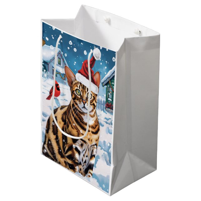 Bengal Cat Winter Wonderland jul Joy (Framsidan Vinklad)