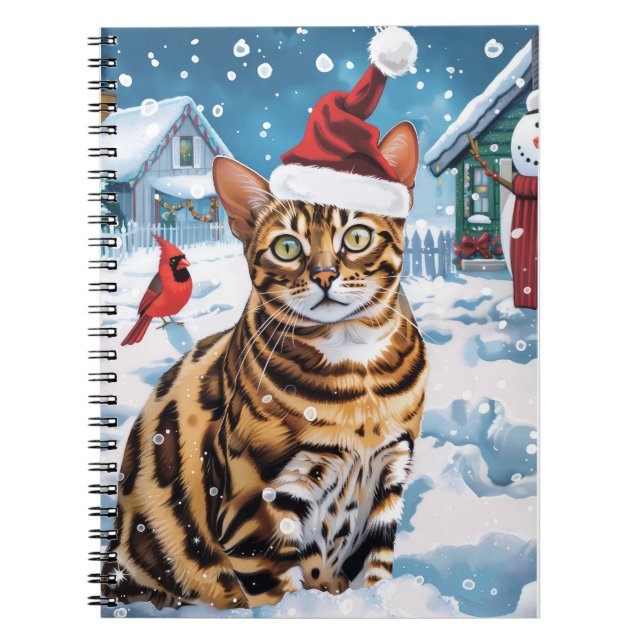 Bengal Cat Winter Wonderland jul Joy Anteckningsbok (Framsidan)