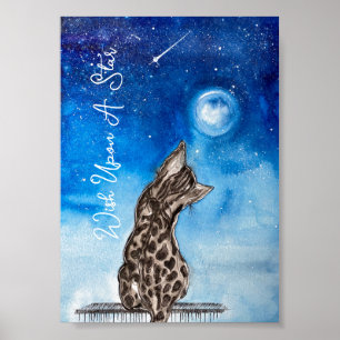 Bengal Cat Wish vid en stjärna Poster