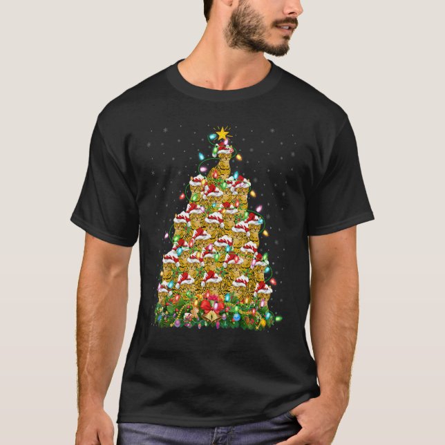 Bengal Cat  Xmas Lights Santa Bengal Cat Christmas T Shirt (Framsida)