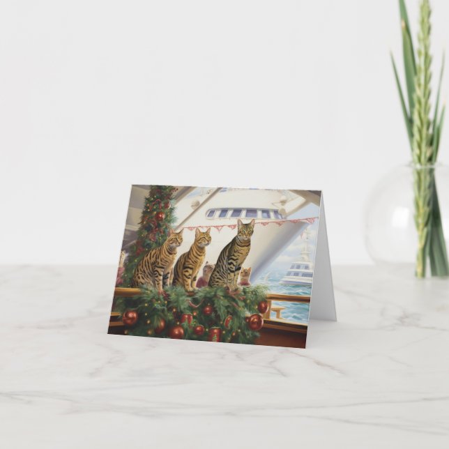 Bengal Cats-jul-kryssning: Pawsome Helgdag Kort (Framsida)