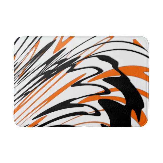 Bengal Färg Squiggly Orange och Black Linjer Badrumsmatta (Framsidan)