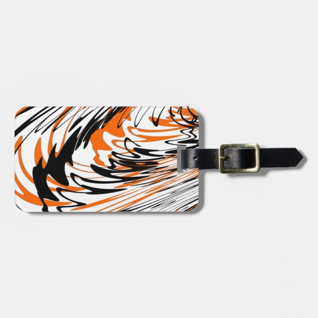 Bengal Färg Squiggly Orange och Black Linjer Bagagebricka (Horisontell Framsida)