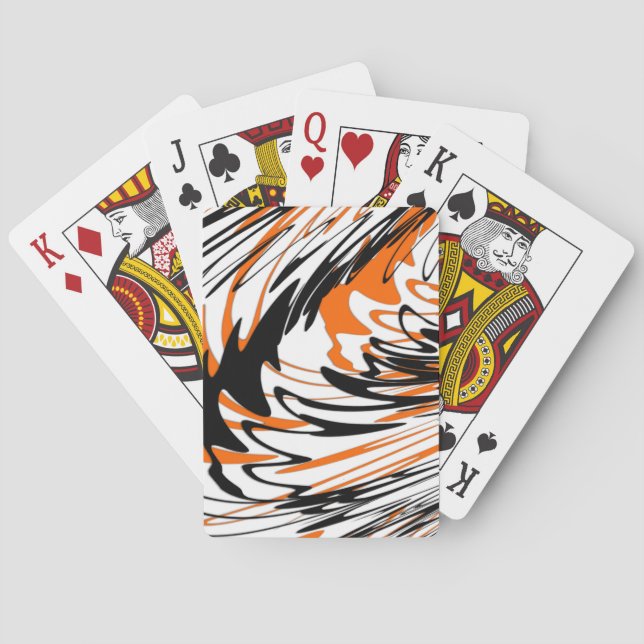 Bengal Färg Squiggly Orange och Black Linjer Casinokort (Baksidan)